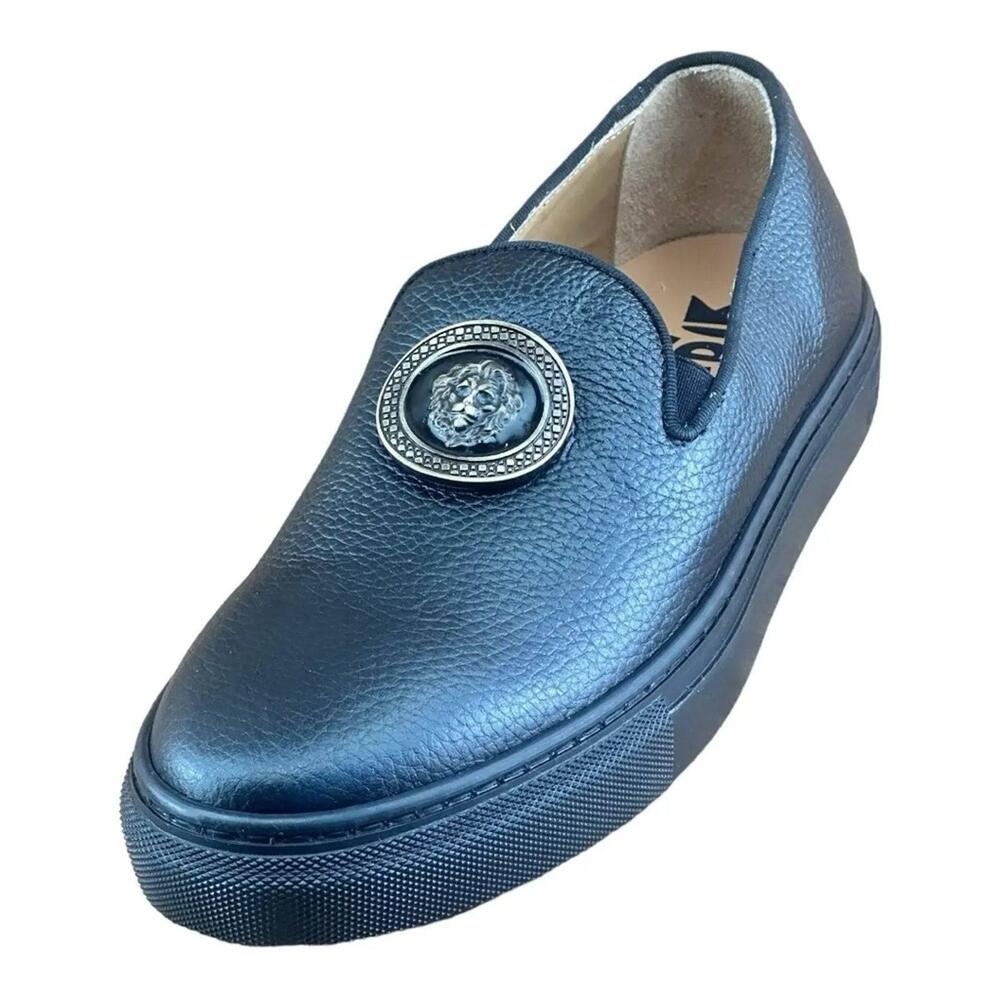 Re Ferdinando  slip-ons Sneaker Medusa the lion black Leather